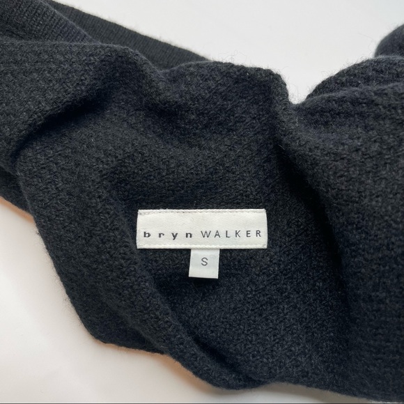 bryn Walker Duster Sweater Vest Black Cowl Neck Drawstring Open Front, Size S - Picture 8 of 11